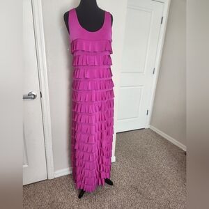 Chic Sleeveless Ruffle Maxi Dress in Vibrant Pink
